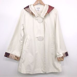 Anthropologie An Ren Cream Canvas Silk Embellished Coat